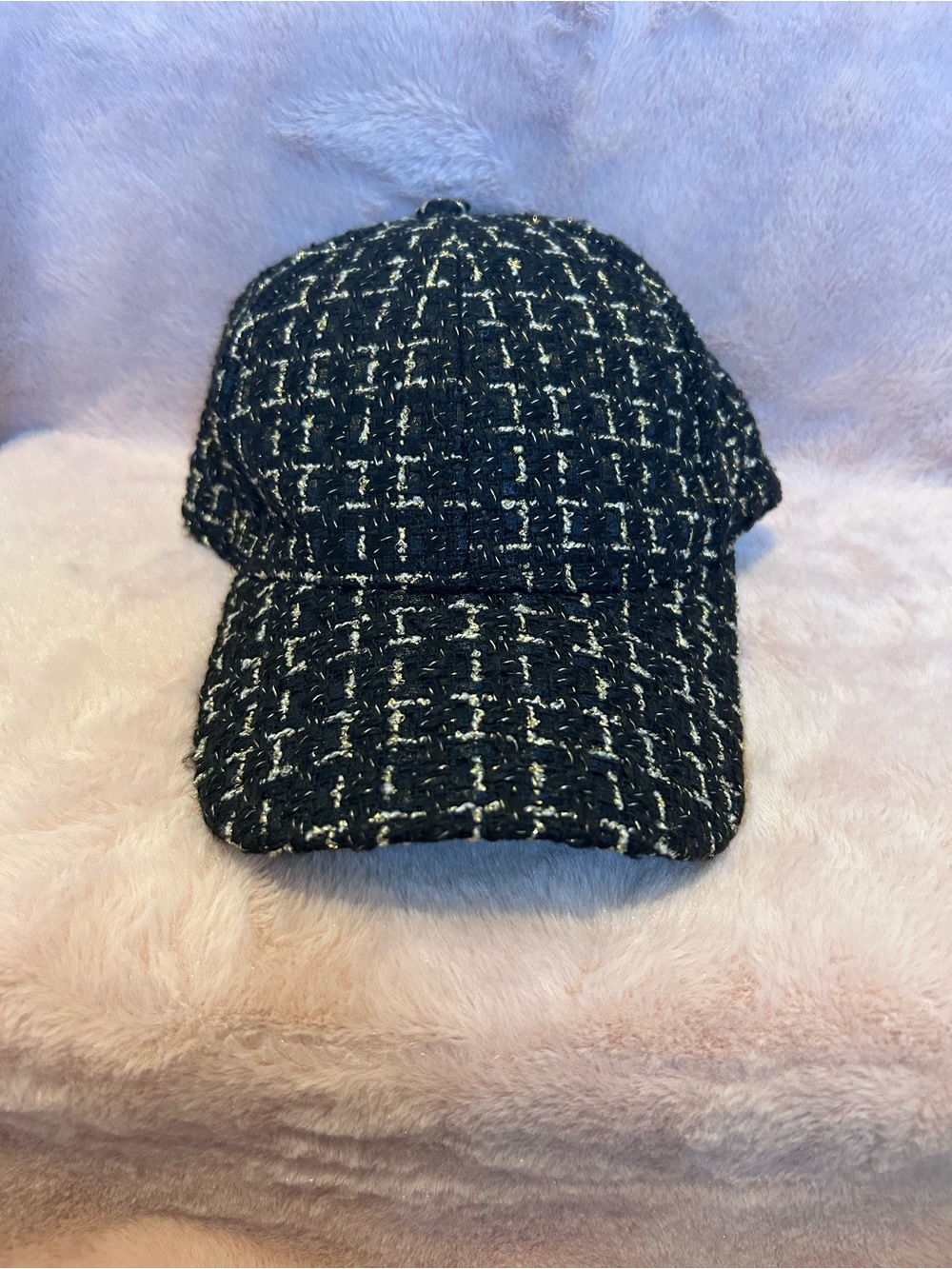 Black and White Tweed Baseball Cap